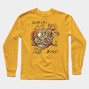 kawaii cat eat ramen Long Sleeve T-Shirt